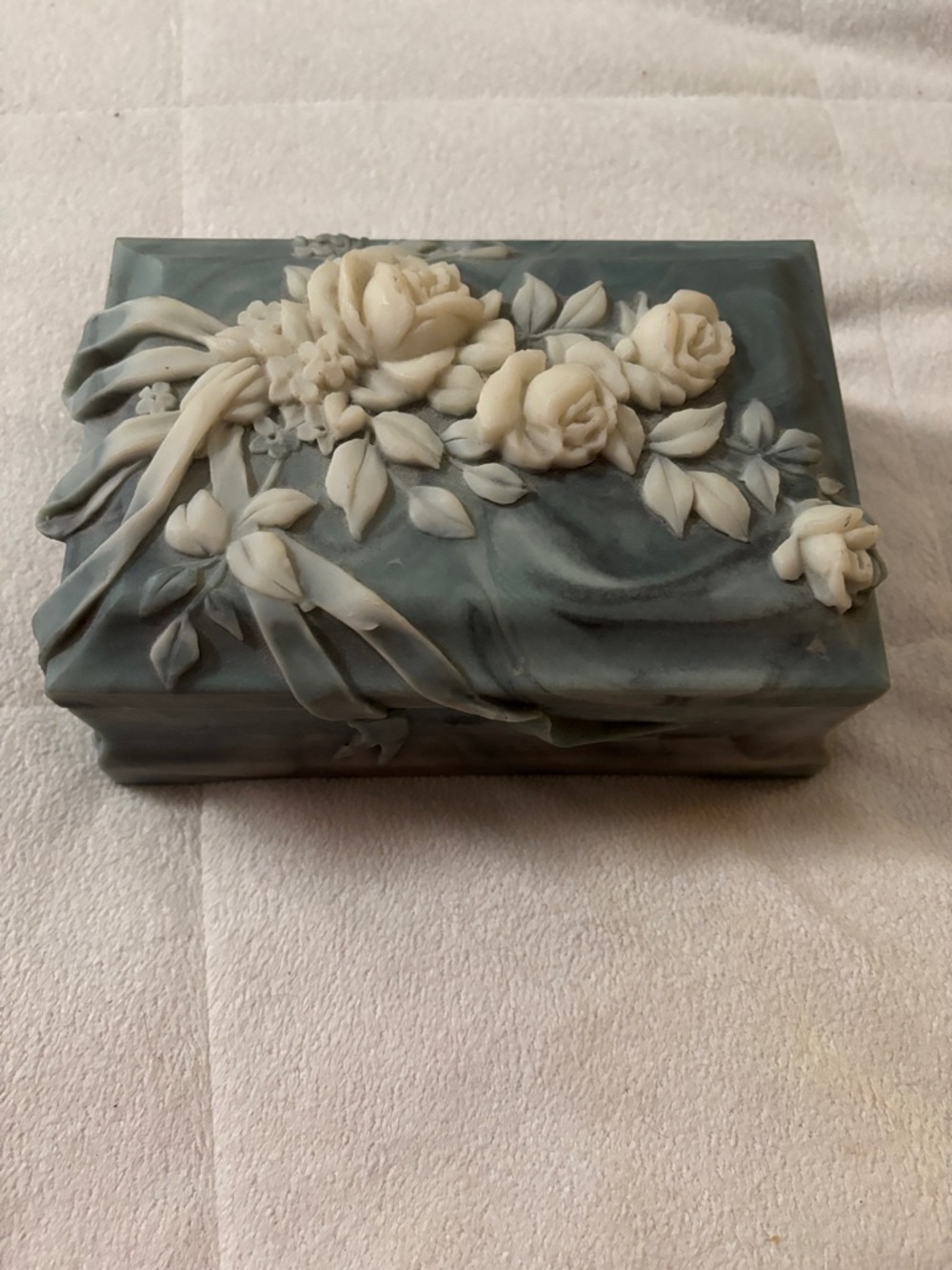 Avondale Blue Floral Resin Jewelry Box